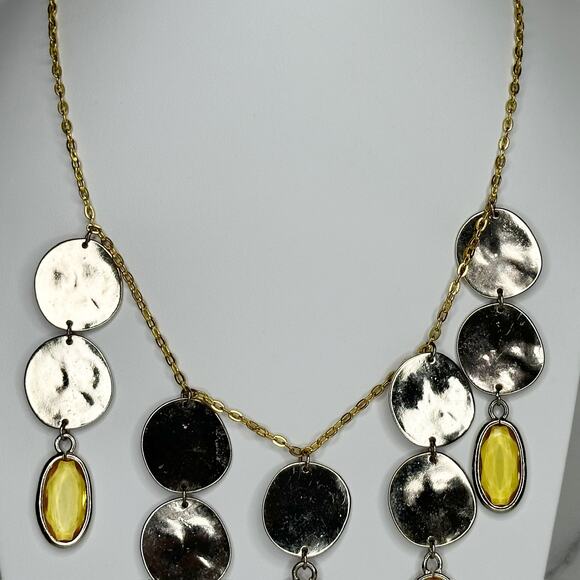 Gold Tone Rhinestone Charm Bib Necklace - Picture 9 of 12